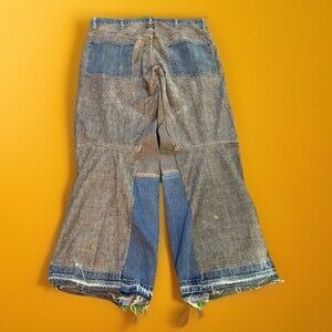 G-Star Raw Wide Leg Custom Jeans Mens Blue Denim Button Fly Reworked Sz 36x32